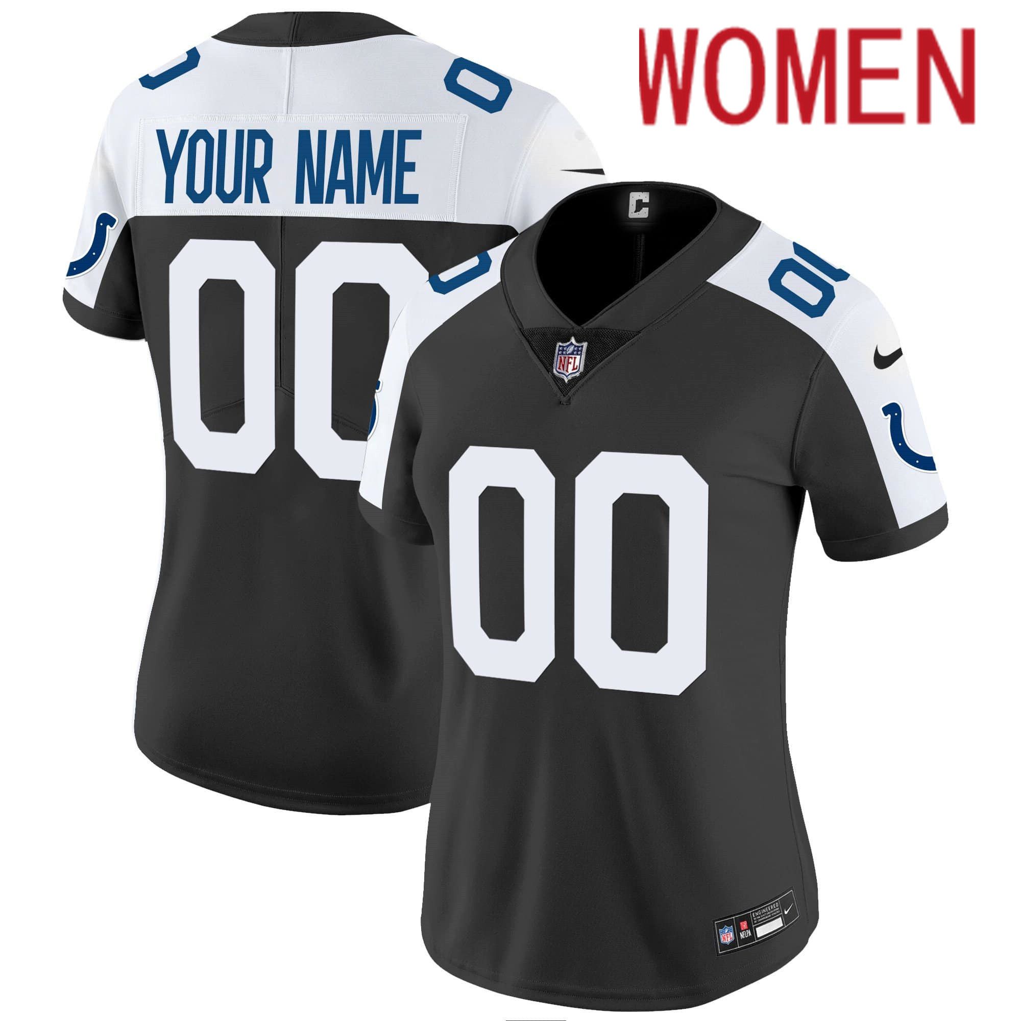 Women Indianapolis Colts Black 2024 Nike Vapor Limited Custom NFL Jersey